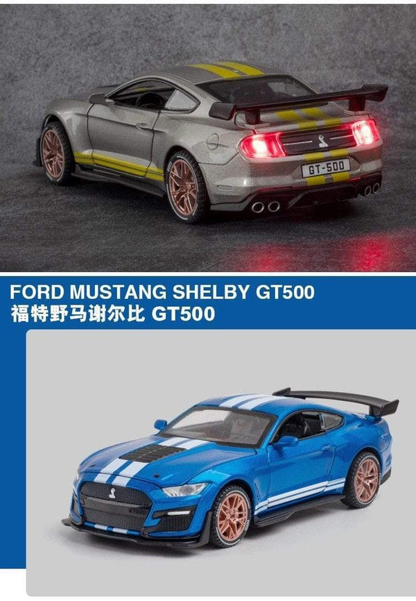 Planet Gates 1/32 Simulation Ford Mustang Shelby GT500 Model Car Boy Alloy Sound and Light Pull Back Boy Toy Car Gift Collection Decoration