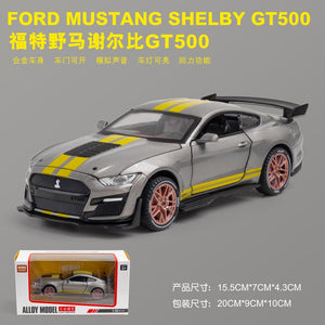 Planet Gates 1/32 Simulation Ford Mustang Shelby GT500 Model Car Boy Alloy Sound and Light Pull Back Boy Toy Car Gift Collection Decoration