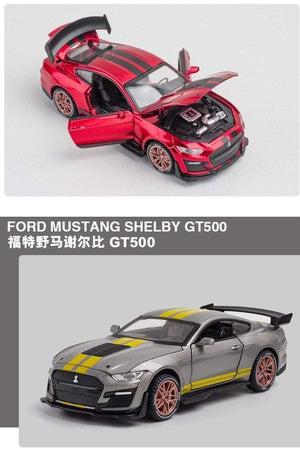 Planet Gates 1/32 Simulation Ford Mustang Shelby GT500 Model Car Boy Alloy Sound and Light Pull Back Boy Toy Car Gift Collection Decoration