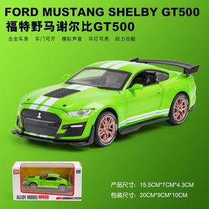 Planet Gates 1/32 Simulation Ford Mustang Shelby GT500 Model Car Boy Alloy Sound and Light Pull Back Boy Toy Car Gift Collection Decoration