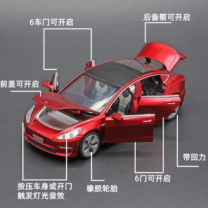 Planet Gates 1:32 Tesla MODEL3 Alloy Model Sound and Light Pull Back Car Model Children's Toys Decoration Collection Toys Car Toy