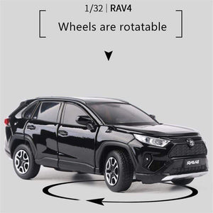 Planet Gates 1:32 TOYOTA RAV4 Alloy Car Model Diecasts Metal Toy Vehicles Car Model Simulation Sound and Light Collection Childrens Toy Gift