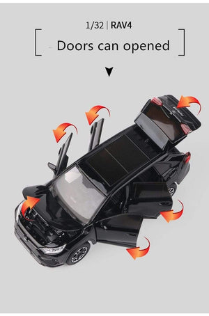 Planet Gates 1:32 TOYOTA RAV4 Alloy Car Model Diecasts Metal Toy Vehicles Car Model Simulation Sound and Light Collection Childrens Toy Gift
