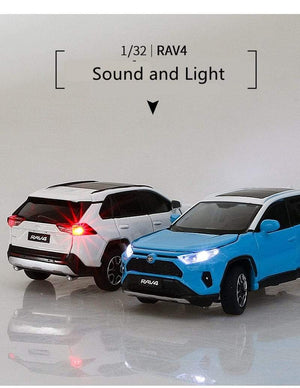 Planet Gates 1:32 TOYOTA RAV4 Alloy Car Model Diecasts Metal Toy Vehicles Car Model Simulation Sound and Light Collection Childrens Toy Gift