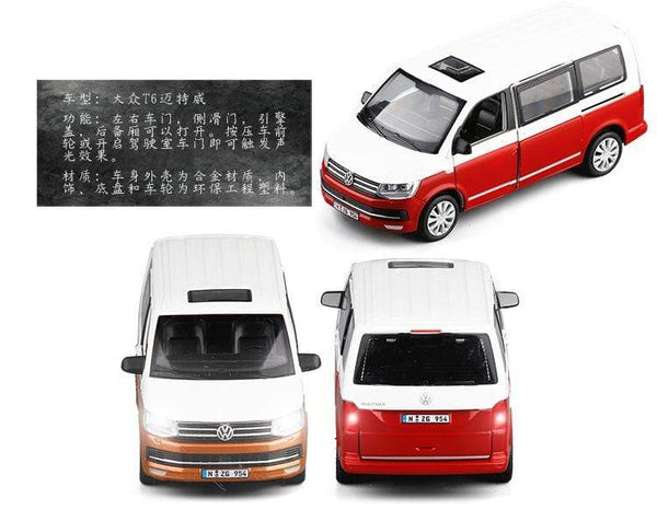 Planet Gates 1:32 Zinc Alloy Bus Volkswagen Multivan T6 Van Alloy Toy Car Diecast MPV Model Sound Light Pull Back Children Gift Boys For Toys