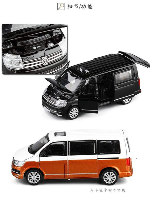 Planet Gates 1:32 Zinc Alloy Bus Volkswagen Multivan T6 Van Alloy Toy Car Diecast MPV Model Sound Light Pull Back Children Gift Boys For Toys