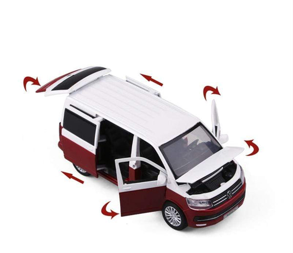 Planet Gates 1:32 Zinc Alloy Bus Volkswagens Multivan T6 Alloy Car Model Diecasts MPV Car Model Sound and Light Simulation Childrens Toy Gift