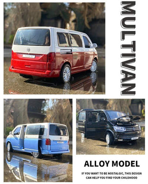 Planet Gates 1:32 Zinc Alloy Bus Volkswagens Multivan T6 Alloy Car Model Diecasts MPV Car Model Sound and Light Simulation Childrens Toy Gift