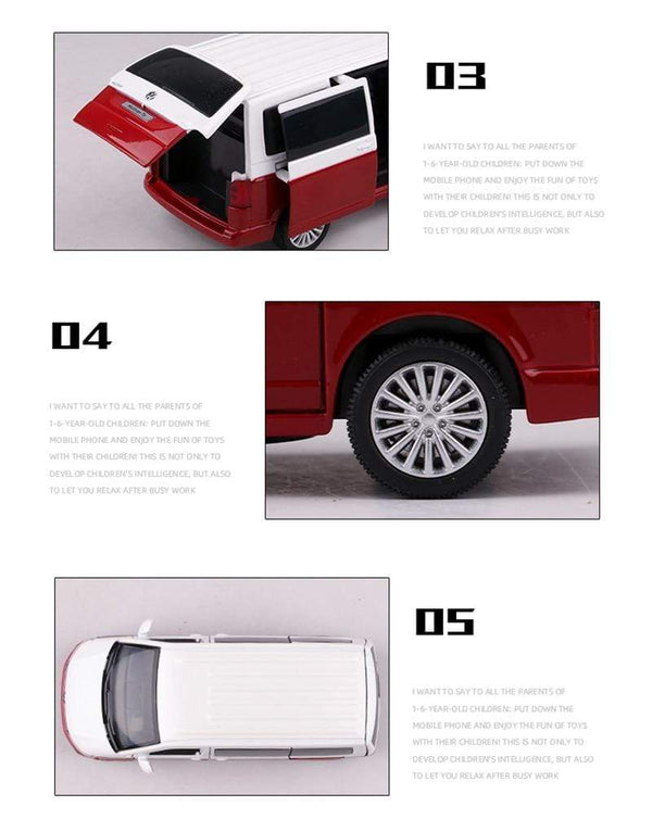 Planet Gates 1:32 Zinc Alloy Bus Volkswagens Multivan T6 Alloy Car Model Diecasts MPV Car Model Sound and Light Simulation Childrens Toy Gift
