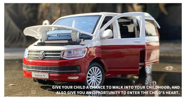 Planet Gates 1:32 Zinc Alloy Bus Volkswagens Multivan T6 Alloy Car Model Diecasts MPV Car Model Sound and Light Simulation Childrens Toy Gift