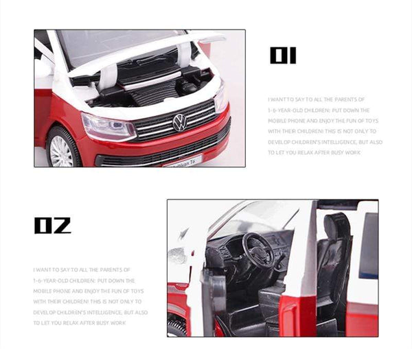 Planet Gates 1:32 Zinc Alloy Bus Volkswagens Multivan T6 Alloy Car Model Diecasts MPV Car Model Sound and Light Simulation Childrens Toy Gift