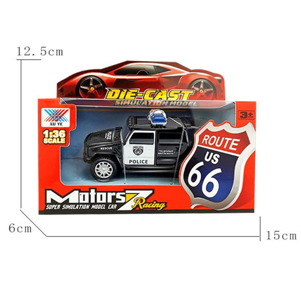 Planet Gates 1/36 Simulation Police Car Vehicle Pull Back Truck Model Kids Interactive Toy Home Decoration Christmas Gift