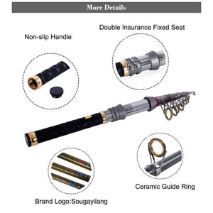 Planet Gates 1.3m-2.4m Stick Fishing Rod de Carbon Fiber Fishing Rod for Fish Olta Spinning Telescopic Mini Fishing Rod Set with Reel Pole