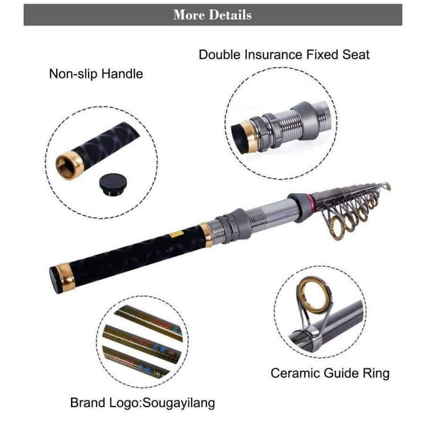 Planet Gates 1.3m-2.4m Stick Fishing Rod de Carbon Fiber Fishing Rod for Fish Olta Spinning Telescopic Mini Fishing Rod Set with Reel Pole