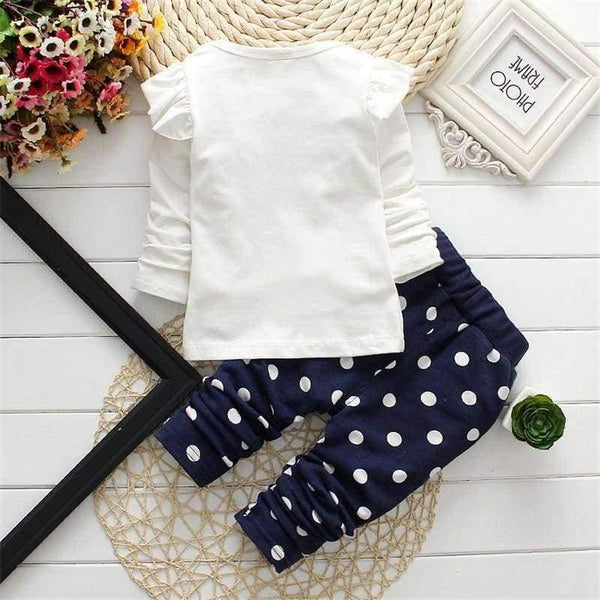 Planet Gates 1 / 3M Spring children girls clothing sets mouse early autumn clothes bow tops t shirt leggings pants baby kids 2 pcs suit