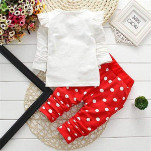 Planet Gates 1 / 3M Spring children girls clothing sets mouse early autumn clothes bow tops t shirt leggings pants baby kids 2 pcs suit