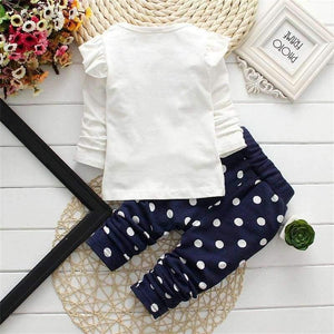 Spring children girls clothing sets mouse early autumn clothes bow tops t shirt leggings pants baby kids 2 pcs suit - Planet Gates