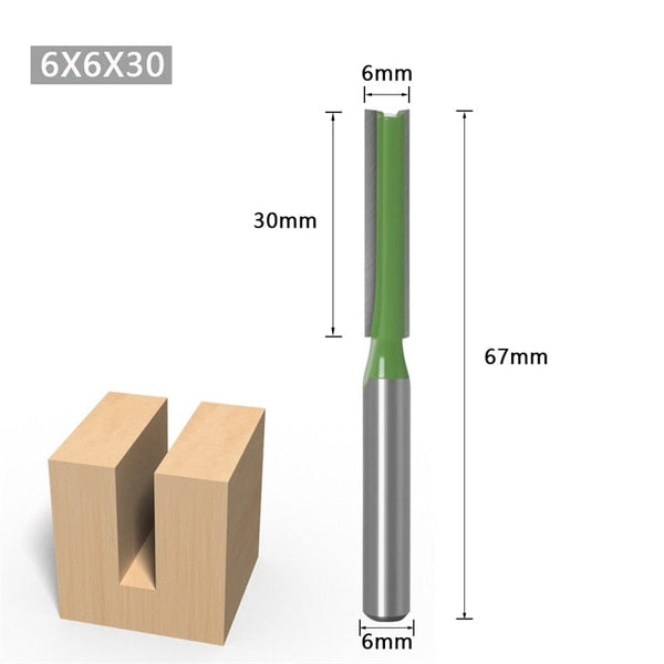 Planet Gates 1/4 Inch 6mm Shank Straight Bit Milling Cutter Single Double Flute Wood Cutters Tungsten Carbide Router Bit Woodworking Tool Set