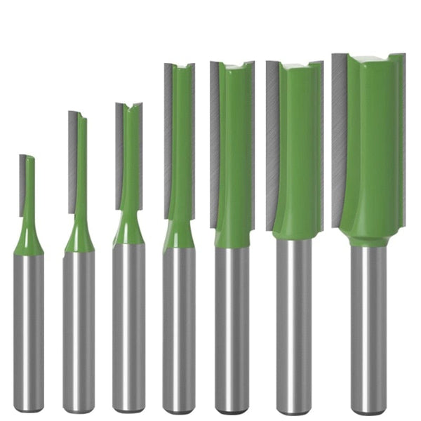 Planet Gates 1/4 Inch 6mm Shank Straight Bit Milling Cutter Single Double Flute Wood Cutters Tungsten Carbide Router Bit Woodworking Tool Set