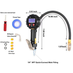 Planet Gates 1/4 NPT Quick Connect Digital Tire Inflator with Pressure Gauge 0-200PSI Air Chuck and Compressor Accessories Tire Repair Tools