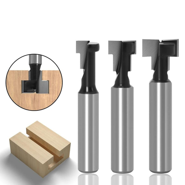 Planet Gates 1/4" 6mm 8mm Shank T-Slot Cutter Router Bit Set Hex Bolt Key Hole Bits T Slotting Milling Cutter For Wood Woodworking