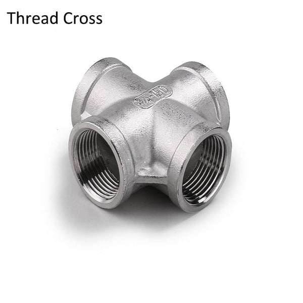 1/4 to 3/4" SS304 Stainless Steel Thread Elbow Cross Nipple Tube Plug Tee Cap End Pipe Fitting Nipple