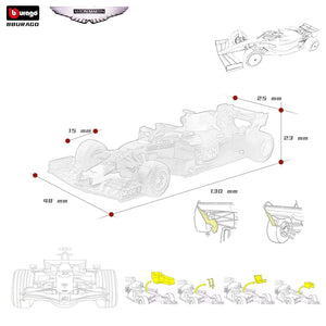 Planet Gates 1:43 Diecast Alloy Model Car F1 Team Racing Formula Cars Static Simulation Toy Aston Martin RB15#33 Collection