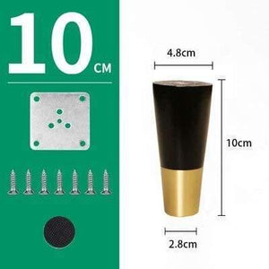 4pcs/lot Wood Legs TV Cabinet Support Sofa Legs Furniture Accessory Brass Gold Cups Solid Wooden Feet