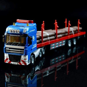 Planet Gates 1:50 Cargo Container Wood Transporter Truck Engineering Vehicle Model Alloy Metal Flatbed Trailer Trucks Toys Favorites Model