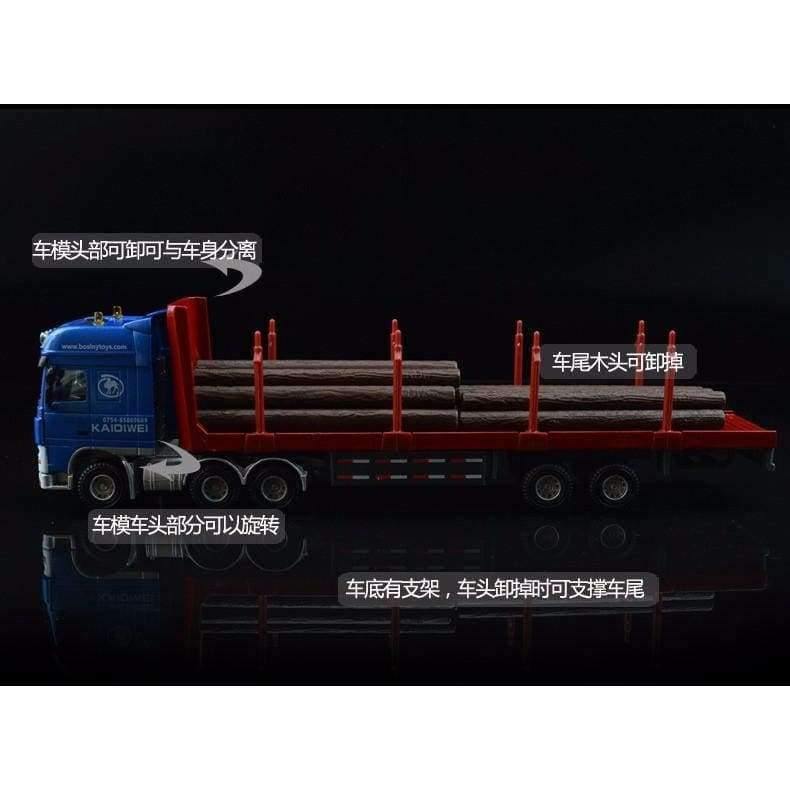 Planet Gates 1:50 Cargo Container Wood Transporter Truck Engineering Vehicle Model Alloy Metal Flatbed Trailer Trucks Toys Favorites Model