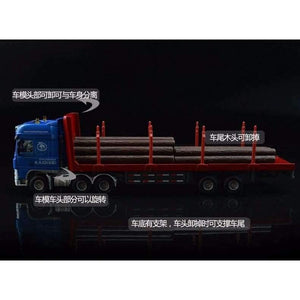 Planet Gates 1:50 Cargo Container Wood Transporter Truck Engineering Vehicle Model Alloy Metal Flatbed Trailer Trucks Toys Favorites Model