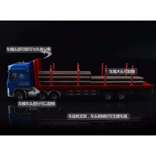 Planet Gates 1:50 Cargo Container Wood Transporter Truck Engineering Vehicle Model Alloy Metal Flatbed Trailer Trucks Toys Favorites Model