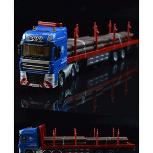 Planet Gates 1:50 Cargo Container Wood Transporter Truck Engineering Vehicle Model Alloy Metal Flatbed Trailer Trucks Toys Favorites Model