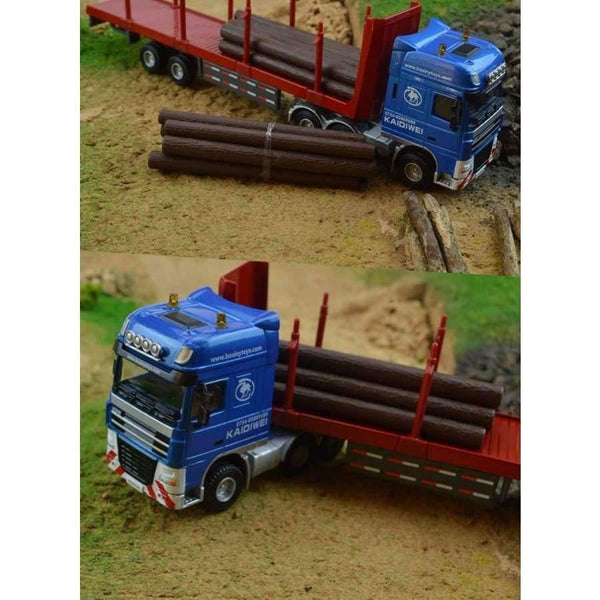 Planet Gates 1:50 Cargo Container Wood Transporter Truck Engineering Vehicle Model Alloy Metal Flatbed Trailer Trucks Toys Favorites Model
