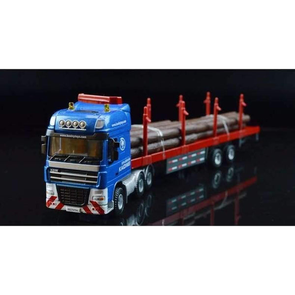 Planet Gates 1:50 Cargo Container Wood Transporter Truck Engineering Vehicle Model Alloy Metal Flatbed Trailer Trucks Toys Favorites Model