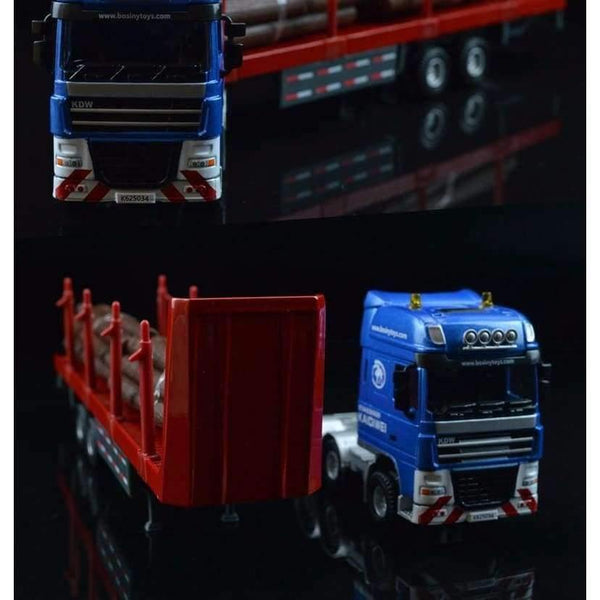 Planet Gates 1:50 Cargo Container Wood Transporter Truck Engineering Vehicle Model Alloy Metal Flatbed Trailer Trucks Toys Favorites Model