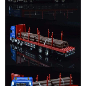 Planet Gates 1:50 Cargo Container Wood Transporter Truck Engineering Vehicle Model Alloy Metal Flatbed Trailer Trucks Toys Favorites Model