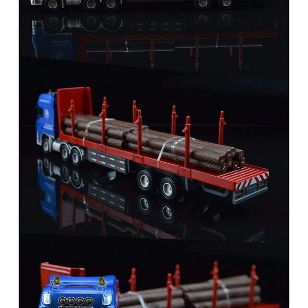 Planet Gates 1:50 Cargo Container Wood Transporter Truck Engineering Vehicle Model Alloy Metal Flatbed Trailer Trucks Toys Favorites Model
