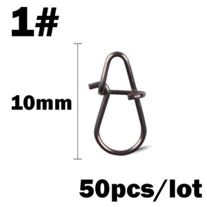 Planet Gates 1 50Pcs/Lot Stainless Steel Hook Fast Clip Lock Snap Swivel Fishing Solid Rings Safety Snaps Fishing Hook Connector Fishing Tackle