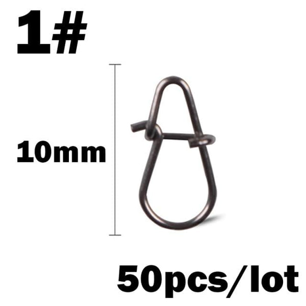Planet Gates 1 50Pcs/Lot Stainless Steel Hook Fast Clip Lock Snap Swivel Fishing Solid Rings Safety Snaps Fishing Hook Connector Fishing Tackle