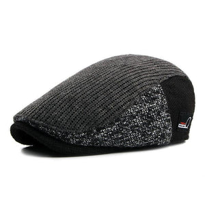 Planet Gates 1 / 55-60CM Hat Men Patchwork Wool Knitted Hat, Cabbie Flat Caps Men Solid Color Cabbie Boina Flat