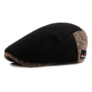 Hat Men Patchwork Wool Knitted Hat, Cabbie Flat Caps Men Solid Color Cabbie Boina Flat - Planet Gates