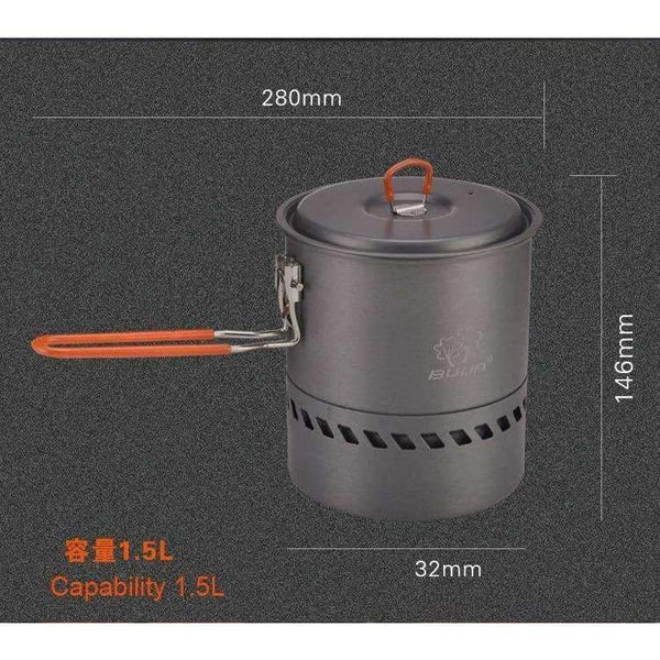 Planet Gates 1.5L Capacity Portable Outdoor Fast-Heating Pot Utensil Camping Cookware With Gas Stove for Camping Hiking Picnic