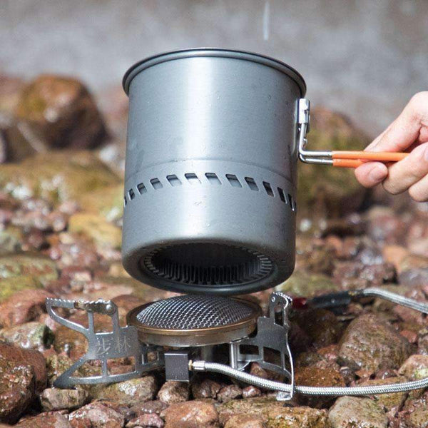Planet Gates 1.5L Capacity Portable Outdoor Fast-Heating Pot Utensil Camping Cookware With Gas Stove for Camping Hiking Picnic