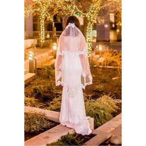 Planet Gates 1.5M Lace Edge Short Wedding Veil with Comb Two Layers Tulle Bridal Veil Cheap Wedding Accessories Veu de Noiva