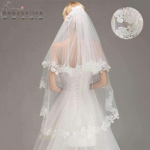 Planet Gates 1.5M Lace Edge Short Wedding Veil with Comb Two Layers Tulle Bridal Veil Cheap Wedding Accessories Veu de Noiva