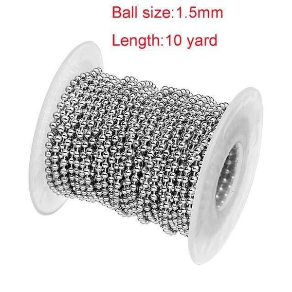 Planet Gates 1.5mm ball chain 10 Yard/Roll Dia 1.5mm 2mm 2.4mm Beaded Ball Stainless Steel Chain Bulk Jewelry Chains for DIY Necklaces Jewelry Making Supplies