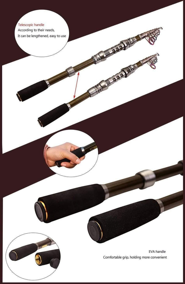 Planet Gates 1.8- 3.0m Carbon Telescopic Carp Fishing Rod Sets and 14BB Metal Spoon Reel  Lure Spinning Fishing Reel Pesca