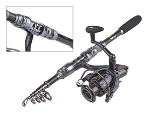 Planet Gates 1.8- 3.0m Carbon Telescopic Carp Fishing Rod Sets and 14BB Metal Spoon Reel  Lure Spinning Fishing Reel Pesca