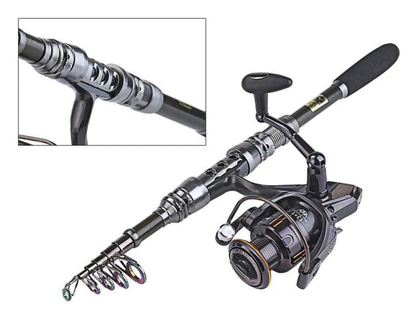 Planet Gates 1.8- 3.0m Carbon Telescopic Carp Fishing Rod Sets and 14BB Metal Spoon Reel  Lure Spinning Fishing Reel Pesca